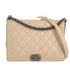 Large Boy Bag, &pound;1,950, Handbags, Beige, Leather, Front view